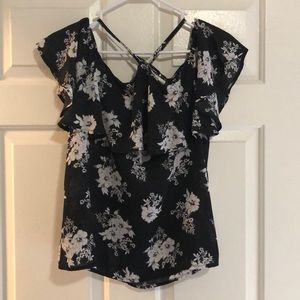 Maurices Black and White Floral Blouse